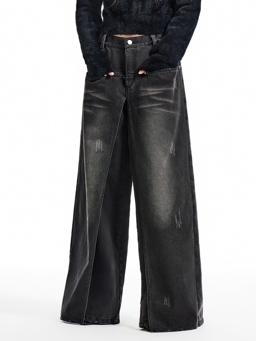 세척 된 층 디자인 넓은 다리 진