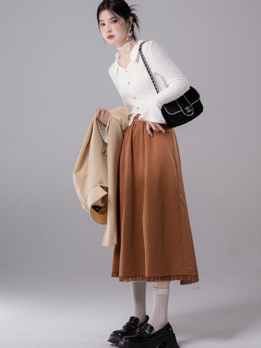 Curved Waist Gather Skirt