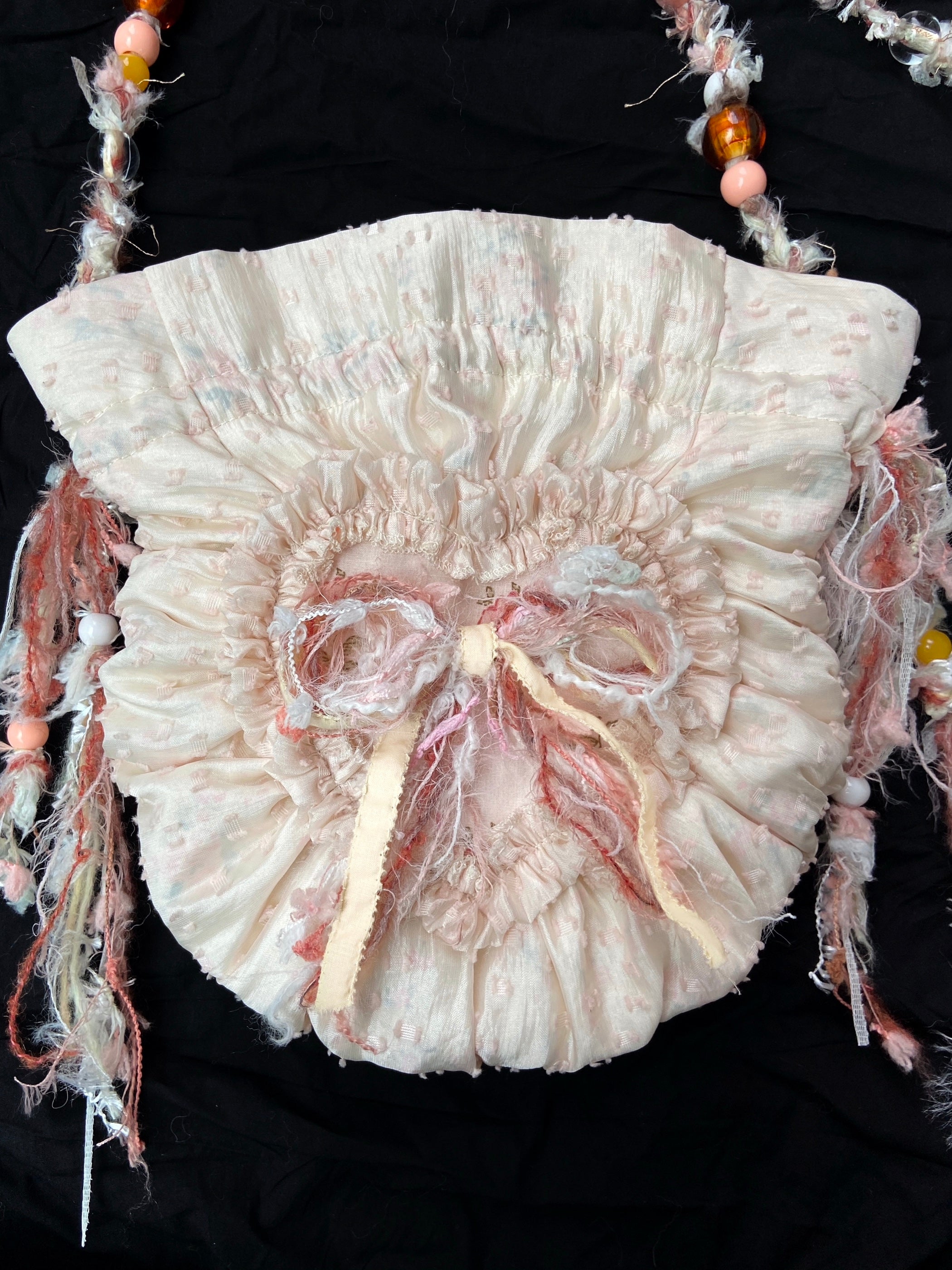 Lace Love Cake Embroidered Pleated Crossbody Bag