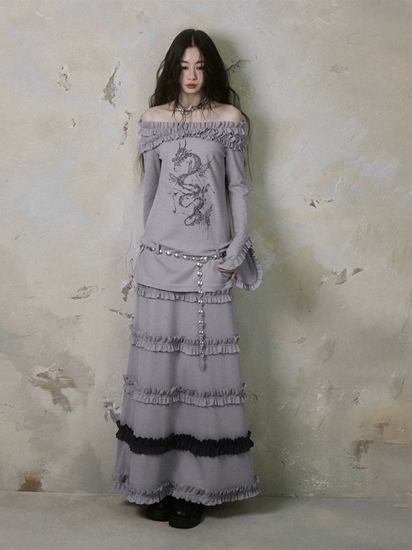 Fungus Hem Ruffled Leaf Skirt