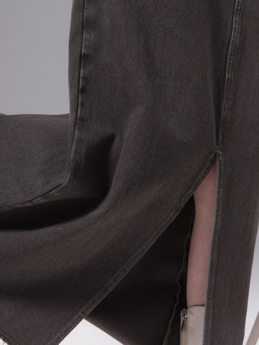 Raw Edge Denim Long Skirt