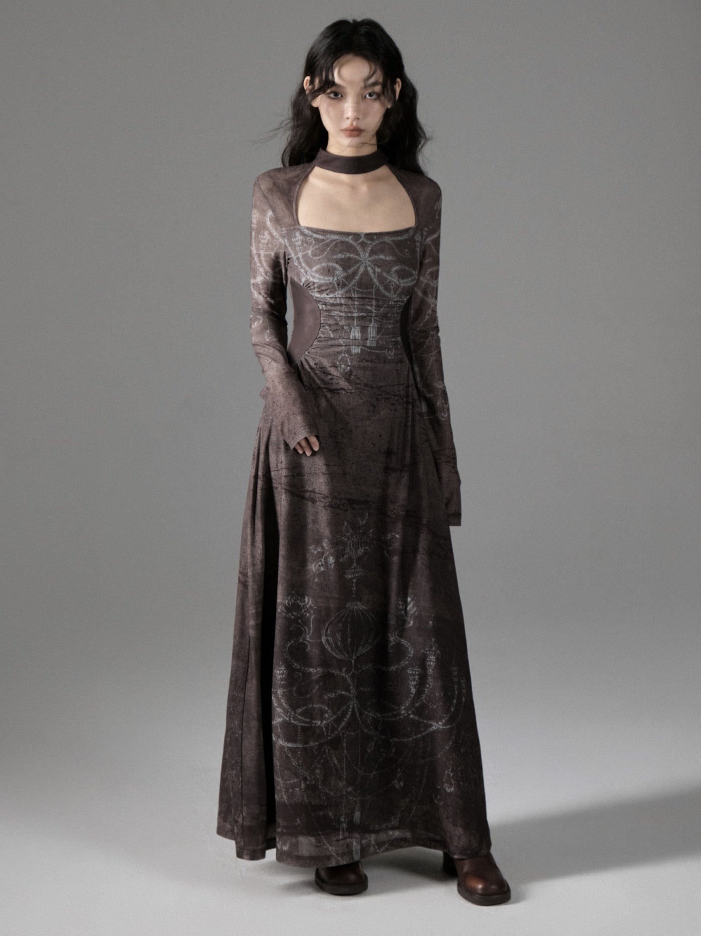 Taille imprimée Slim Long Robe