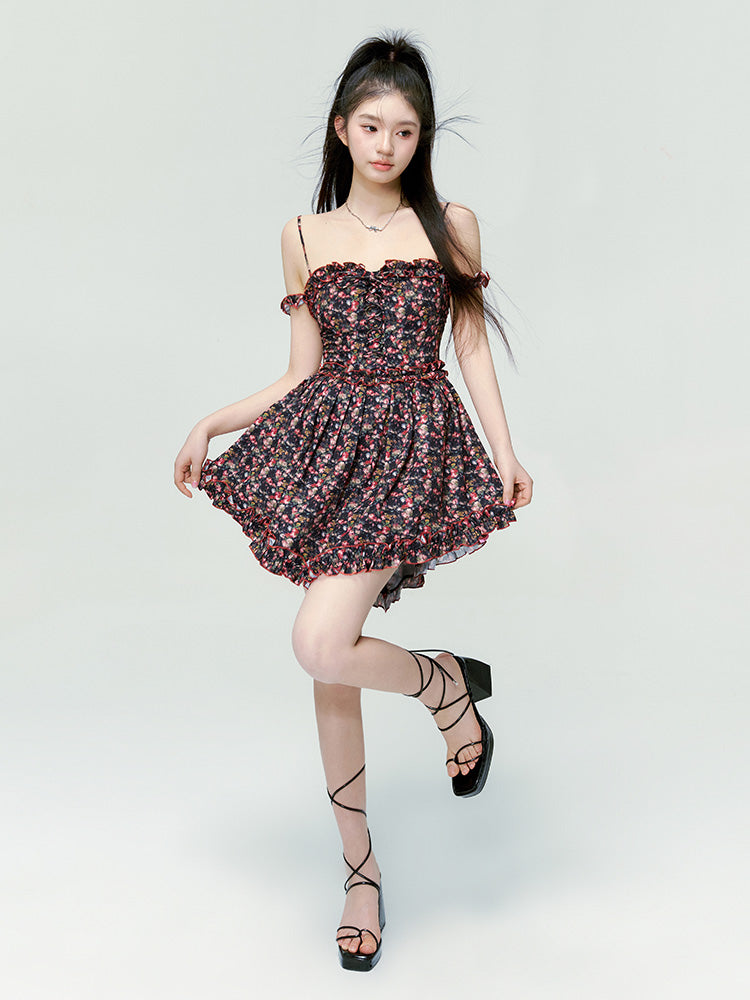 Blume Off-Shouder Retro ein Stück Retro