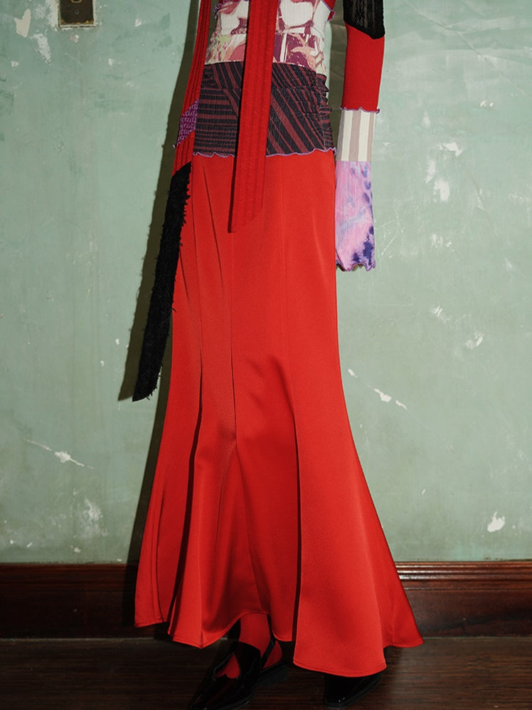 Satin Slim Long Mermaid Skirt