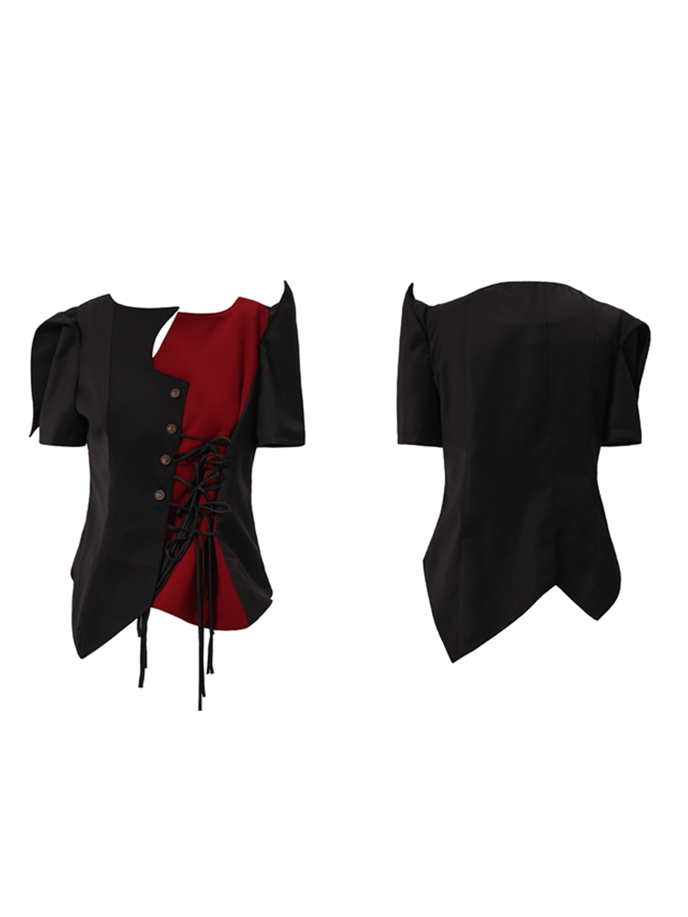 Speziell geformtes Design Pierrot-Shirt & Asymmetrie Rock sammeln