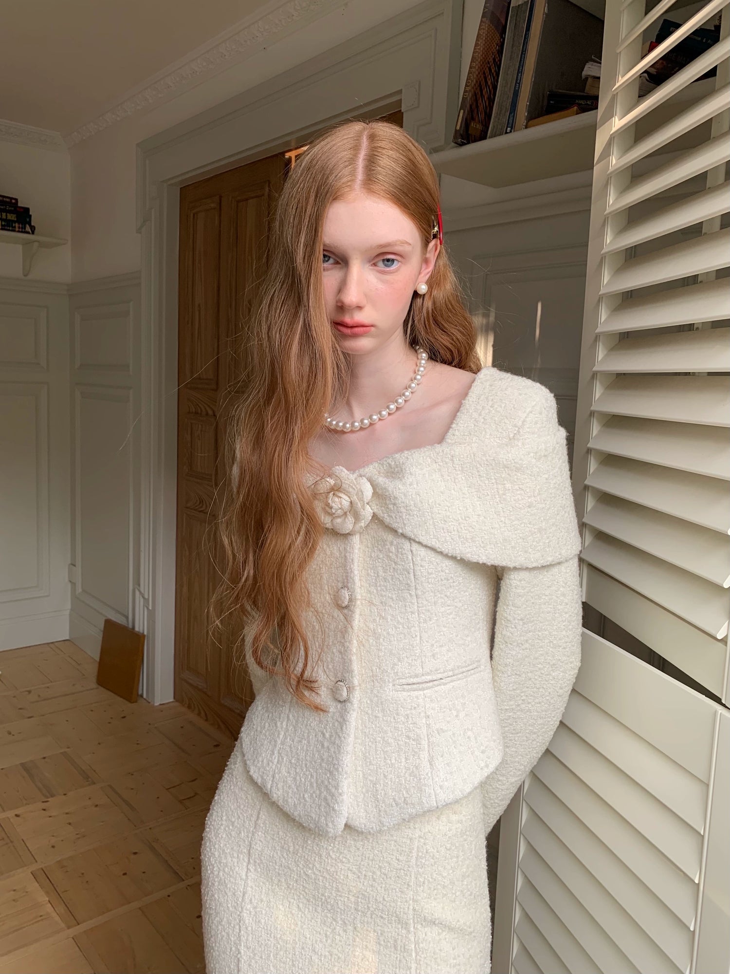 Woven Shag Retro Tweed Jacket & Short & Long Skirt