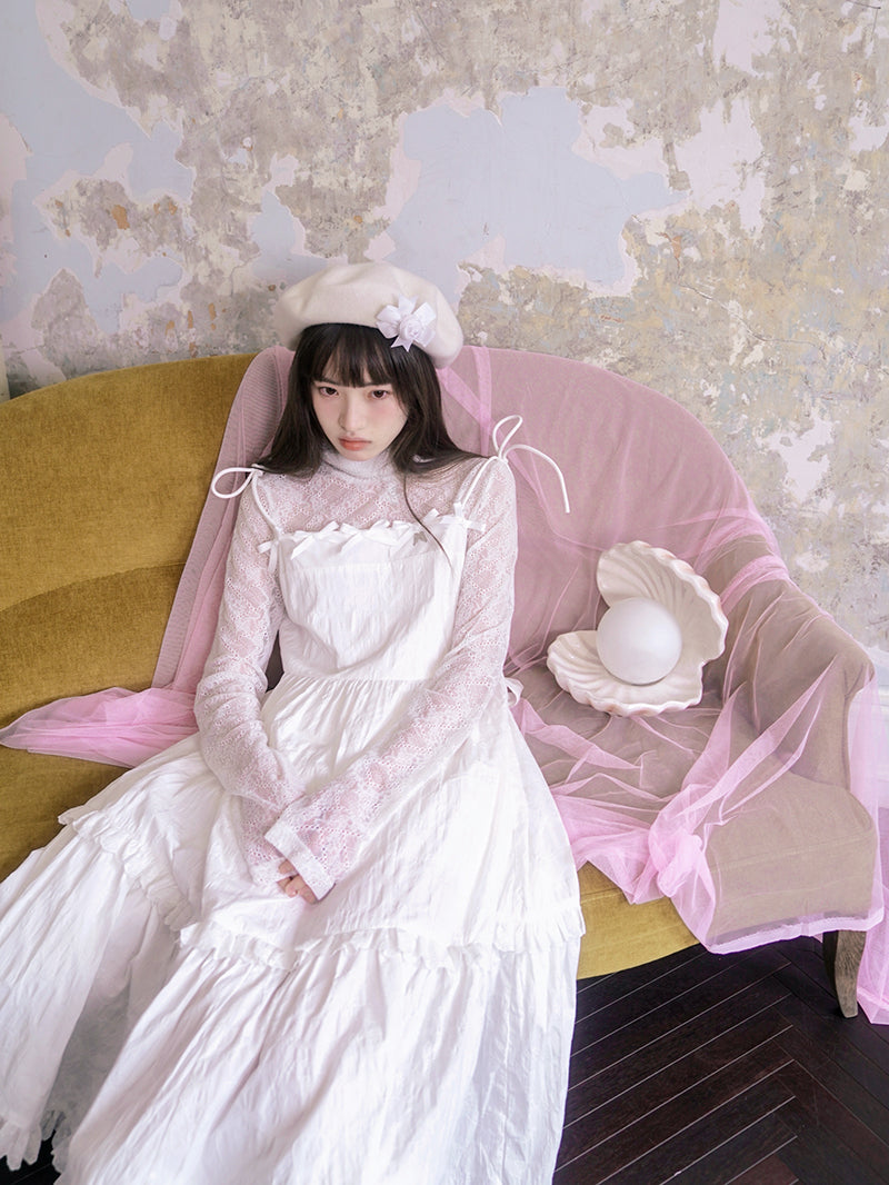 레이스 시스루 하이 칼라 하의 셔츠