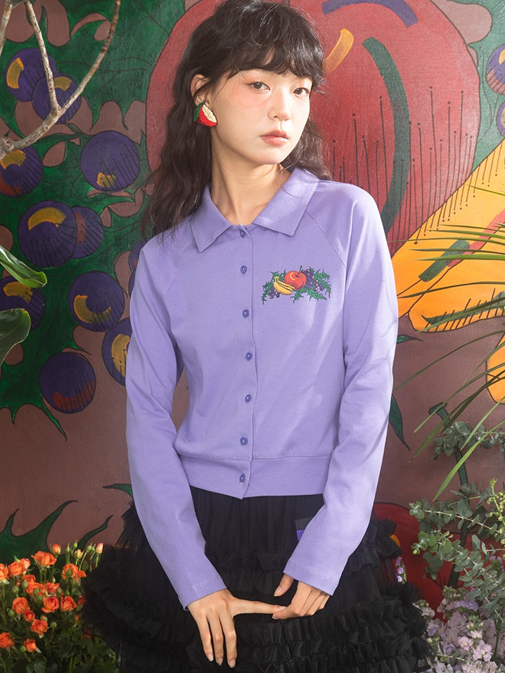 Obstdruck Raglan Ärmlingshemd Hemd