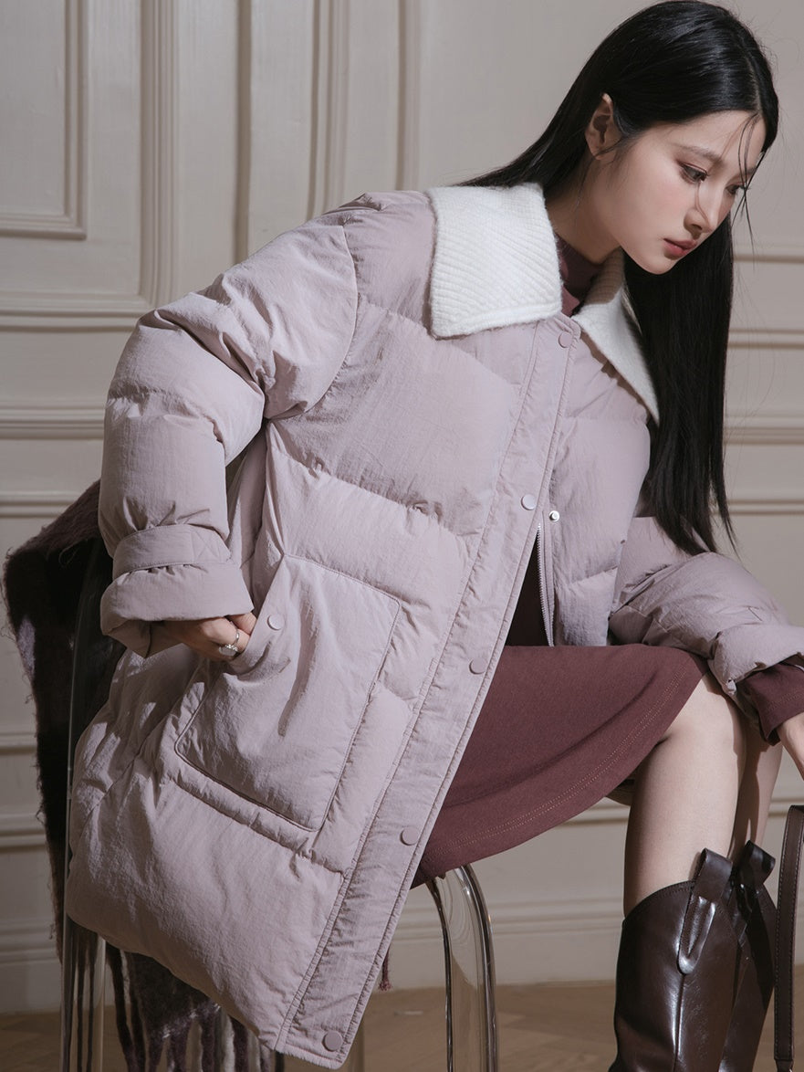 큰 옷깃 다운 재킷