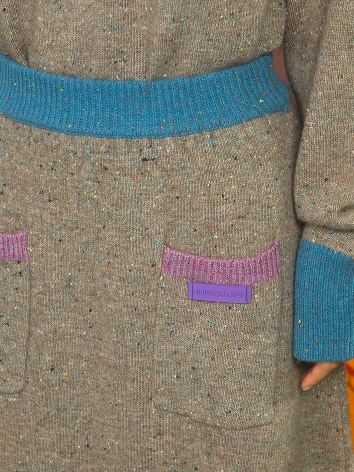 Cherry Embroidered Contrasting Knitted Sweater & A-Line Skirt