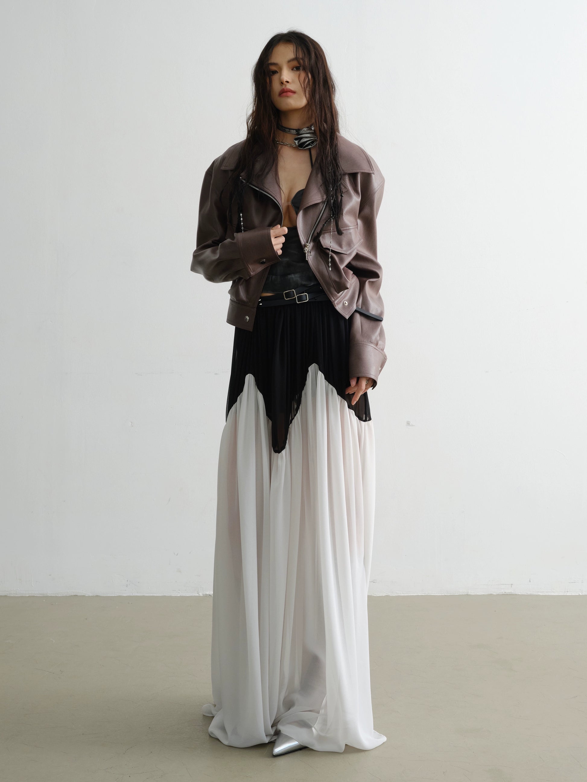 느슨한 PU 가죽 자켓