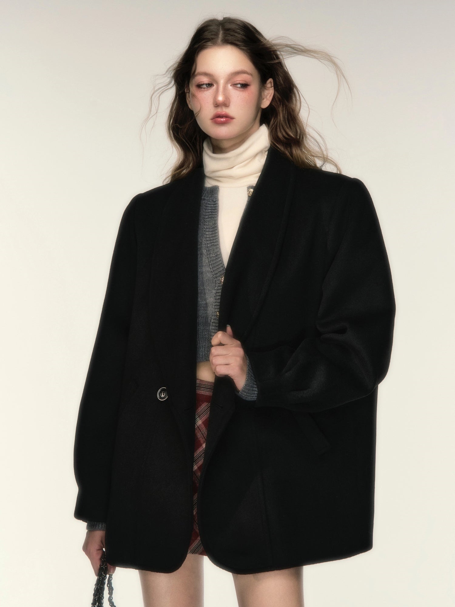 Shawl Collar Loose Short Coat