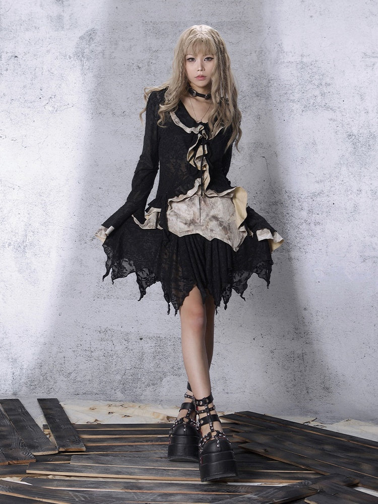 불규칙한 펑크 스타일 A- 라인 스커트