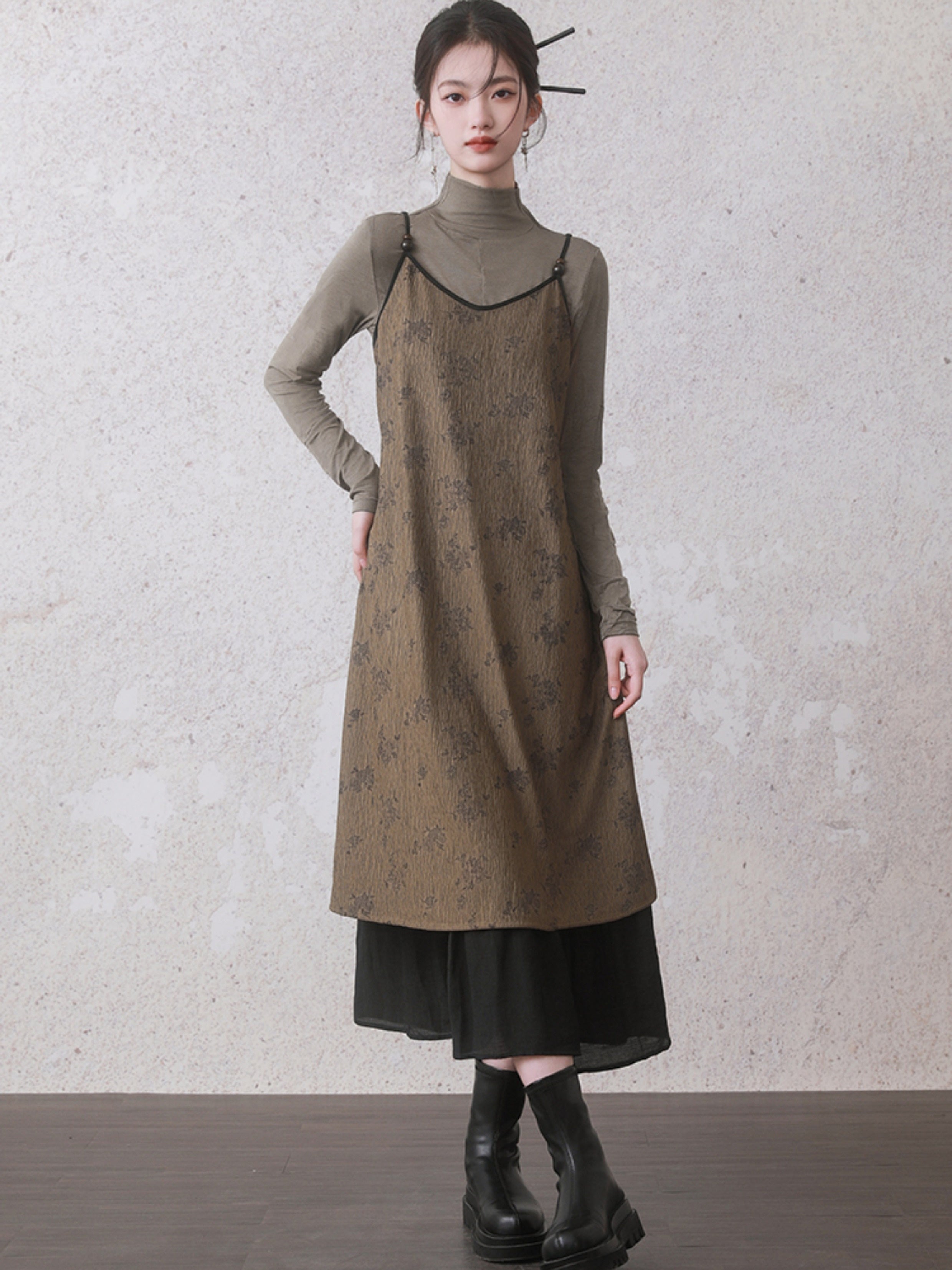 중국 인쇄 서스펜더 드레스