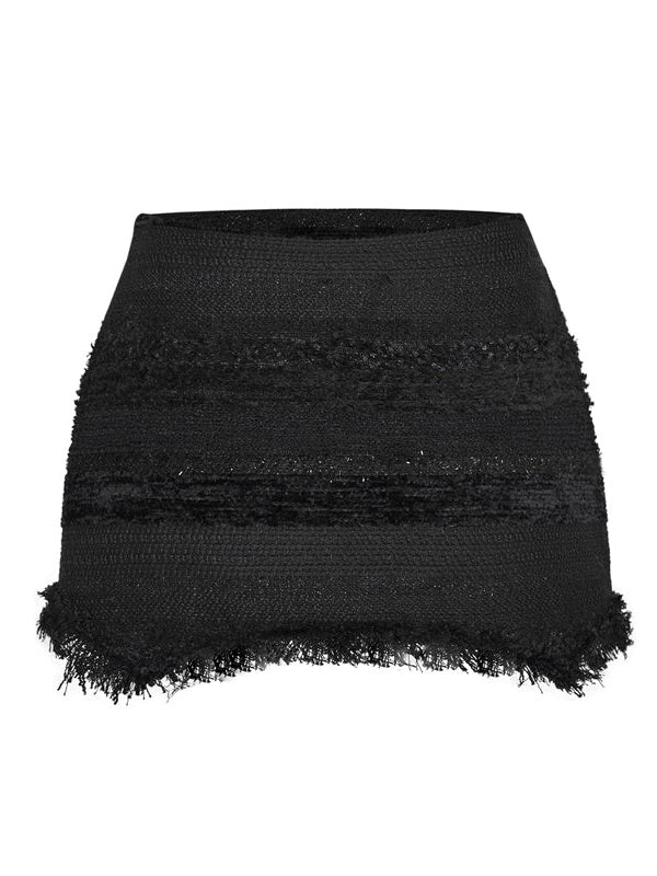 Hair-drawing Tweed Style Jacket & Skirt