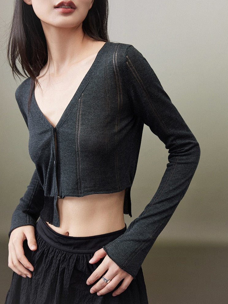 Cropped Knitted Cardigan