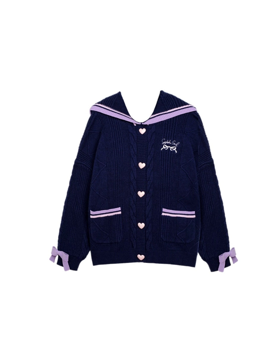 Line Design Hooded Knitted Cardigan & Cable Knitted Slip Dress