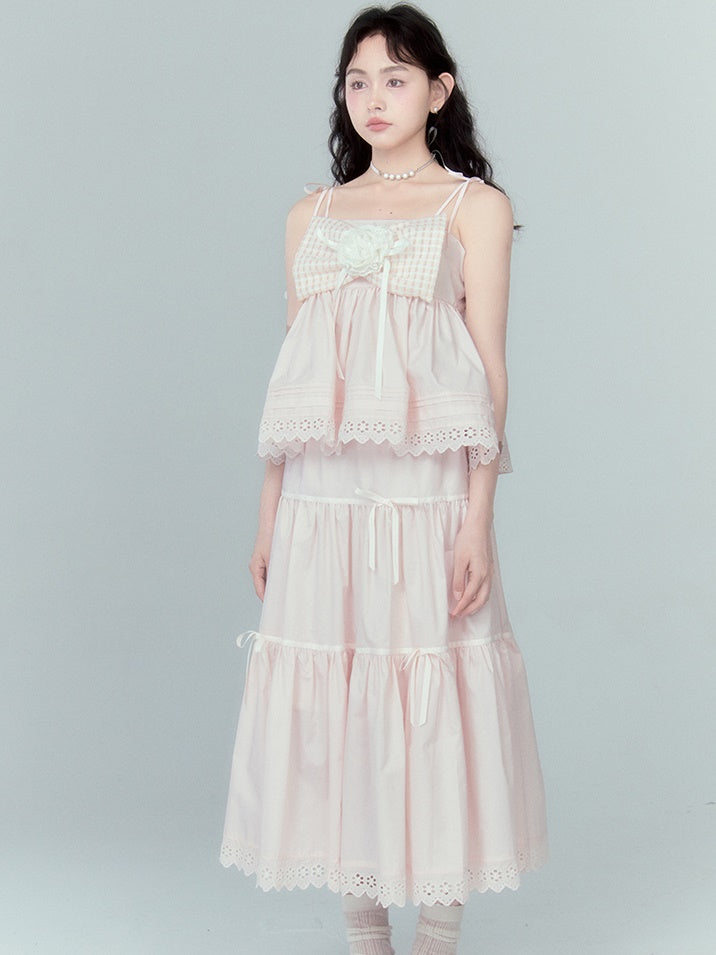 Ribbon Puffy Short Camisole & Ribbon Cake Skirt