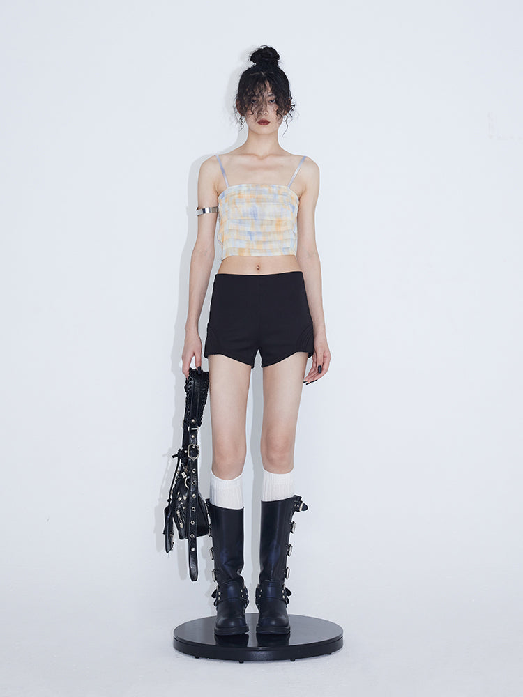 가역적 인 Colorfer 주름 짧은 카미솔