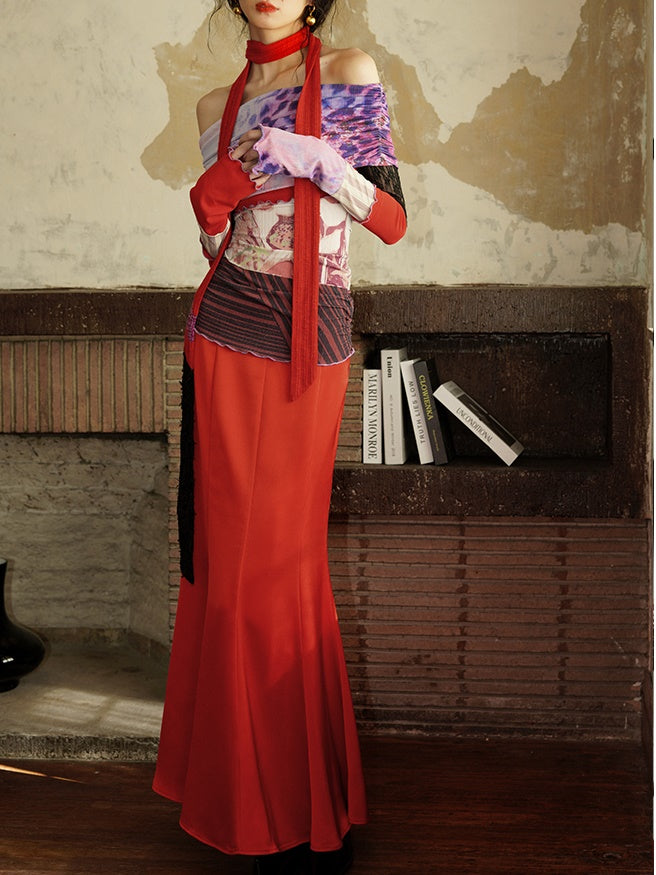 Satin Slim Long Mermaid Skirt