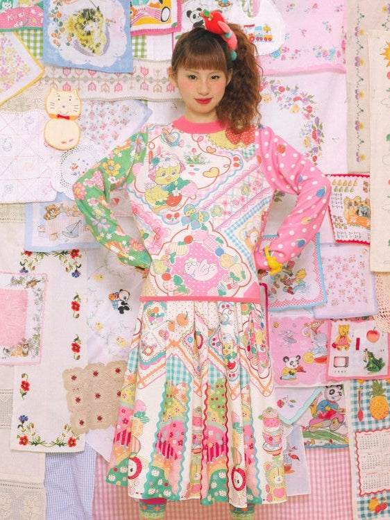 Handkerchief Print Gather Skirt