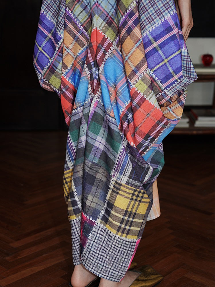 Multi Check Long Slip Dress