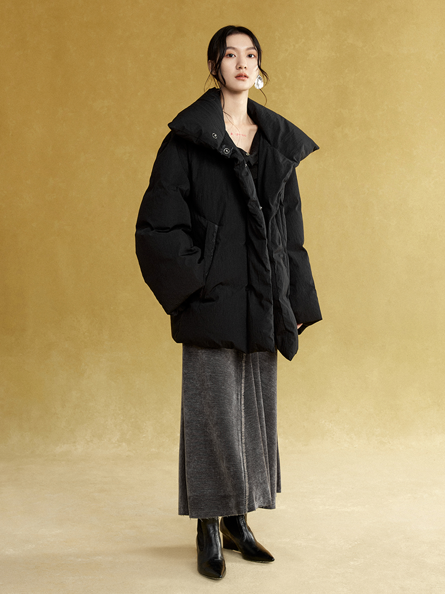 High-Neck Mid-length Down Jacket