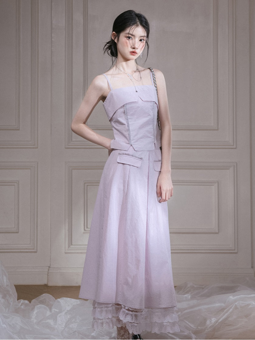 Fringe Stitch Camisole & Cake Long Skirt Set-up