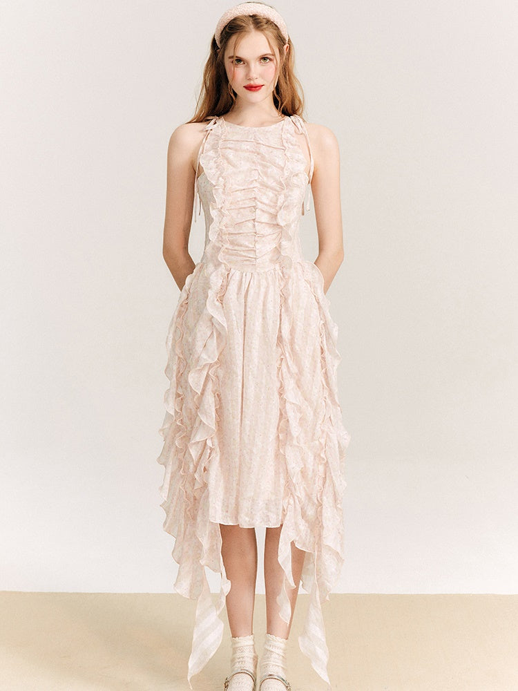Fee unregelmäßiger Rüschpuffhülsen 2way -Kleid