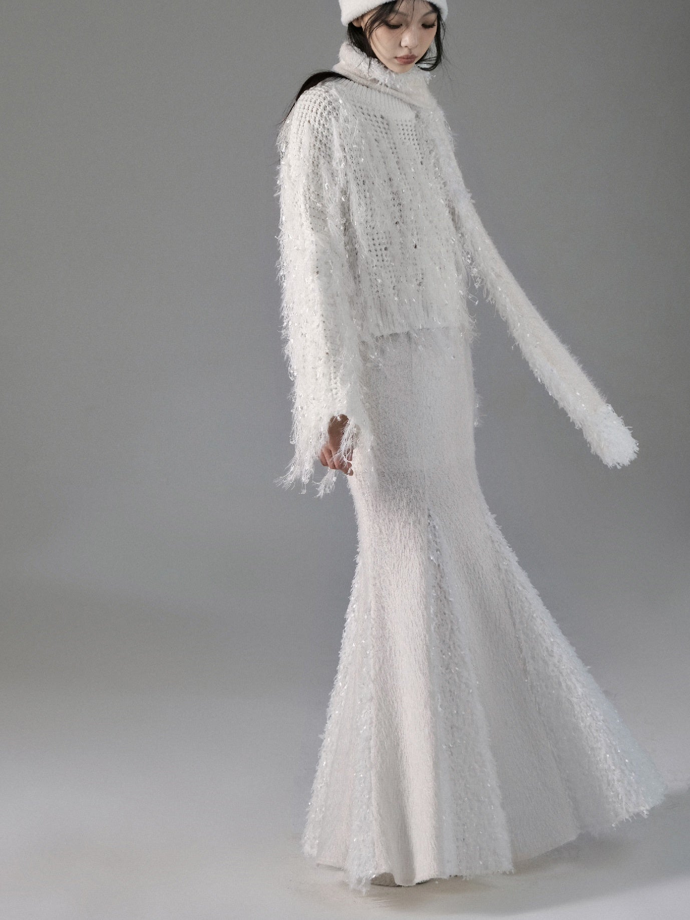 Tassel Feather Stitching Muffler