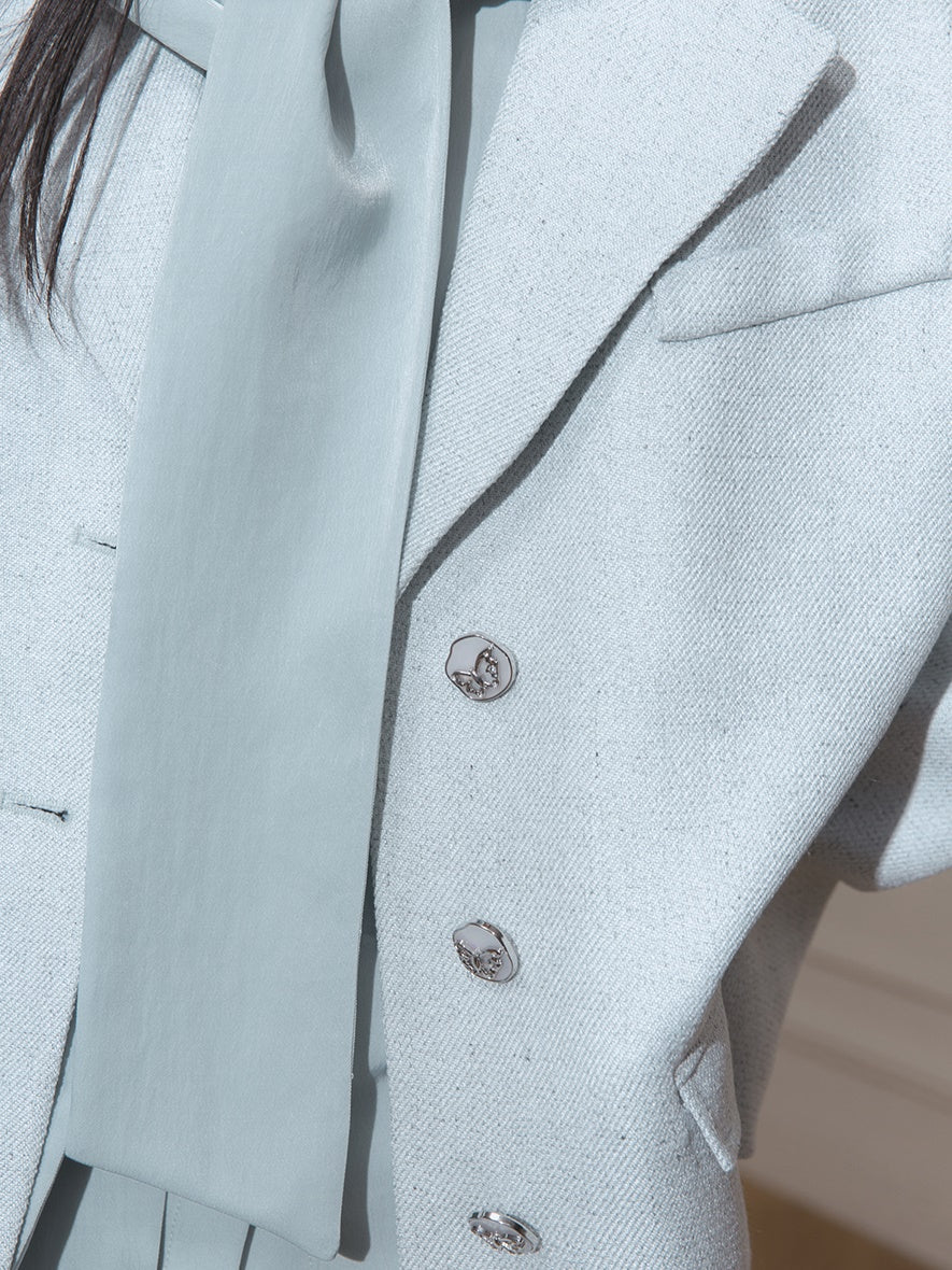 Loose Tailored Jacket & Box Pleated Skirt Set-up