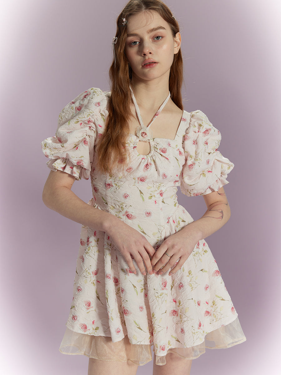 Rose Puff -Ärmelkleid