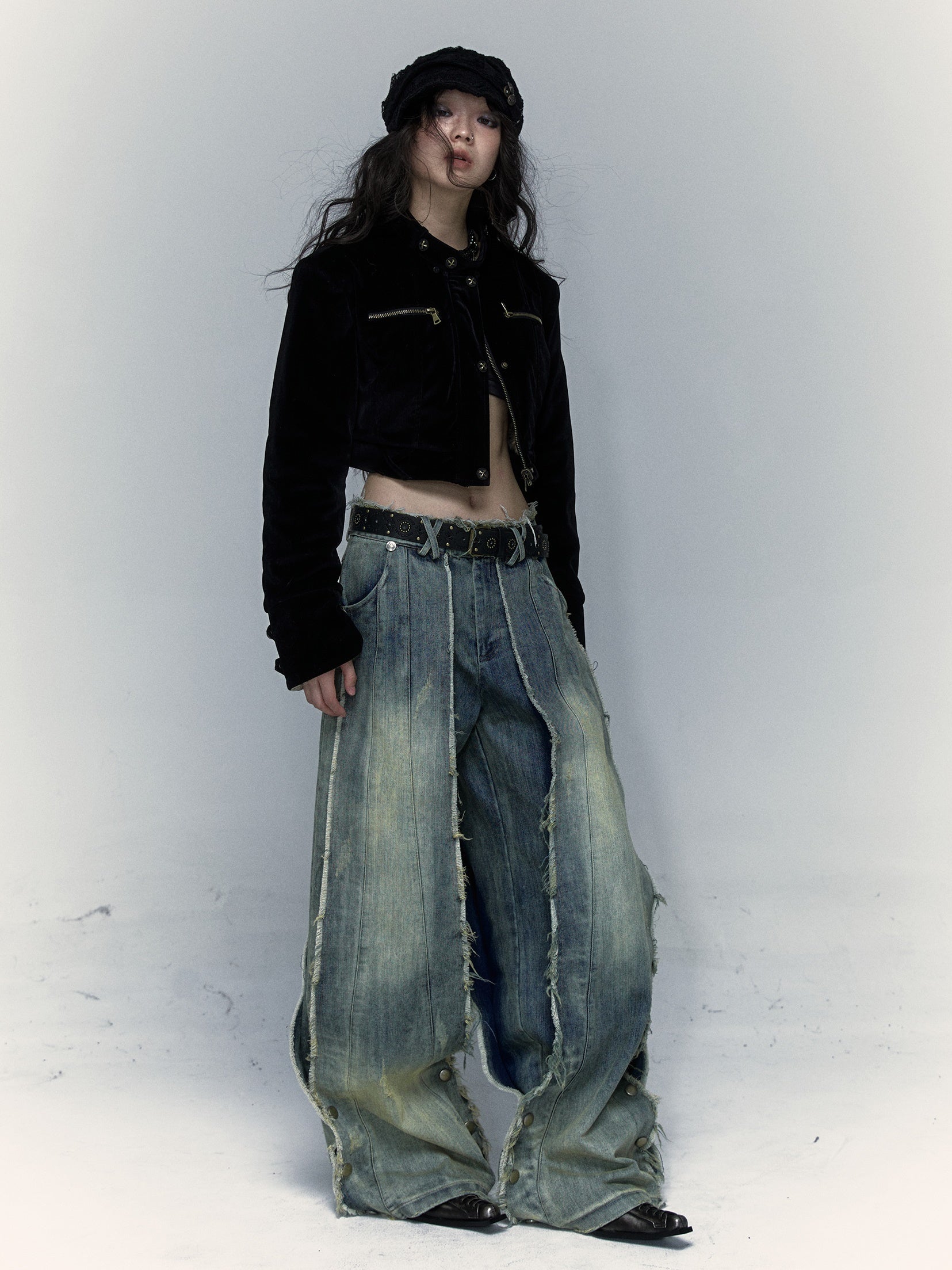 Washed Old Street Loose Wide Leg Jeans
