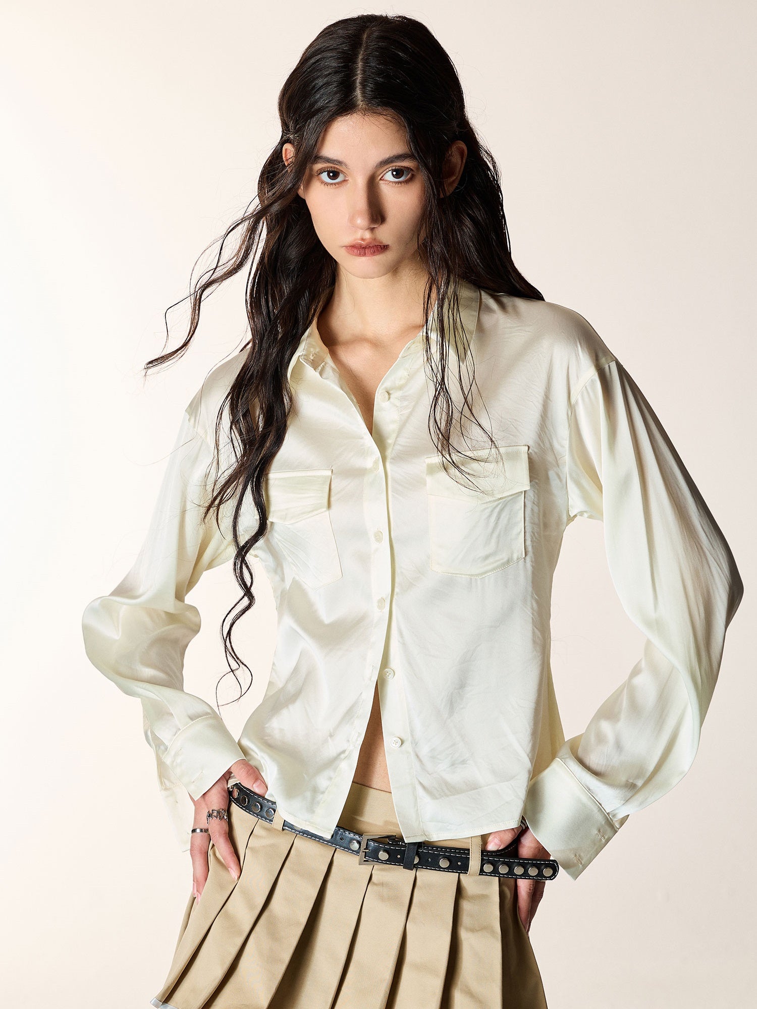 Chemise décontractée en satin