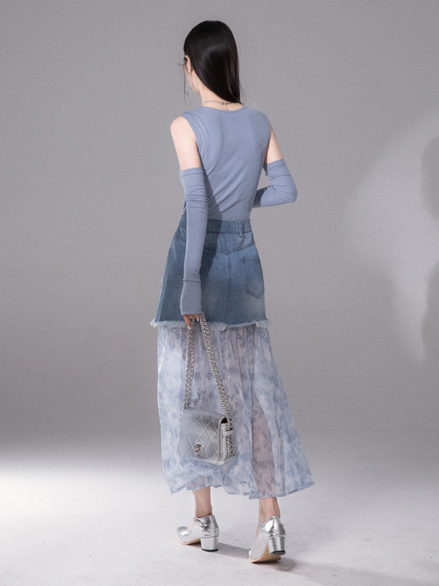 Ribbon Sleeveless Top & Arm Cover