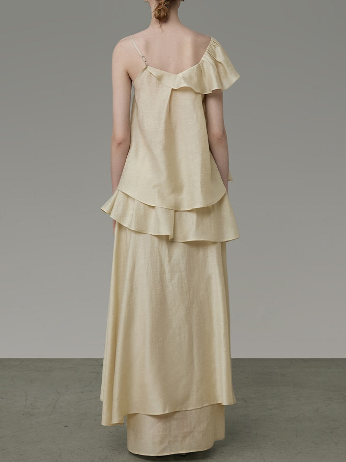 Asymmetry Frill A-Line Camisole & Irregular Skirt
