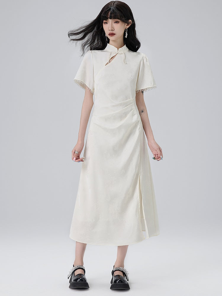 Cut-out Short-sleeved Cheongsam Slimt Dress