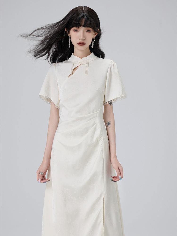 Cut-out Short-sleeved Cheongsam Slimt Dress