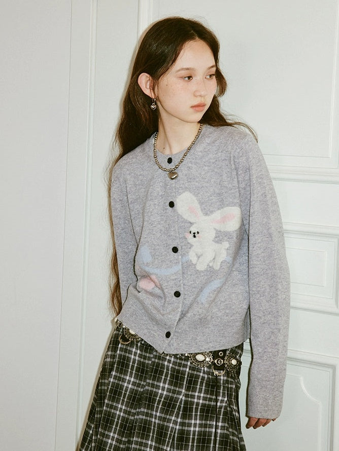 Cute Rabbit Cherry Knitted Cardigan
