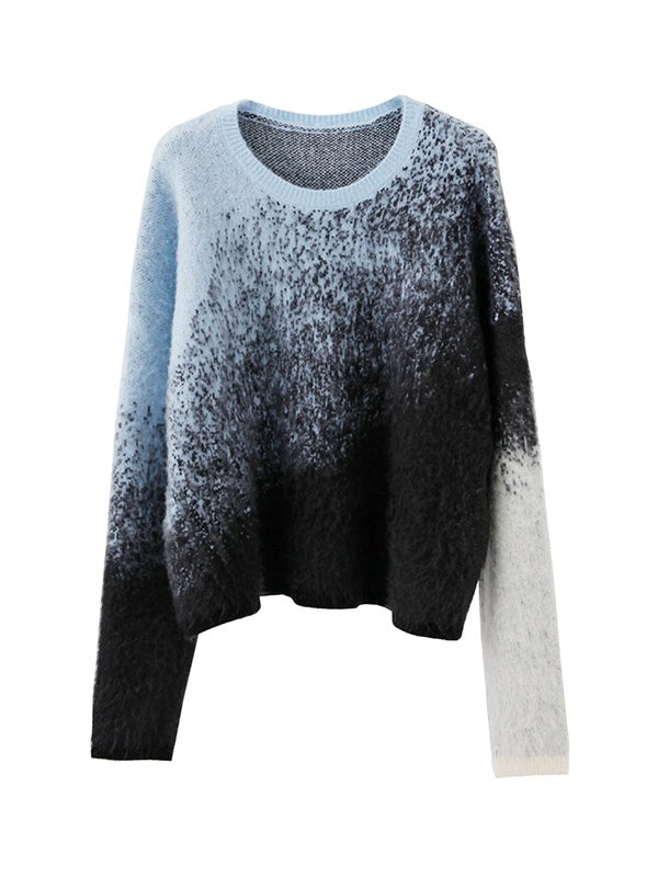 Gradient Color Sweater & Knitted Long Skirt
