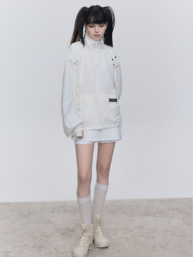 Sunscreen Stand Collar Jacket & Long Skirt