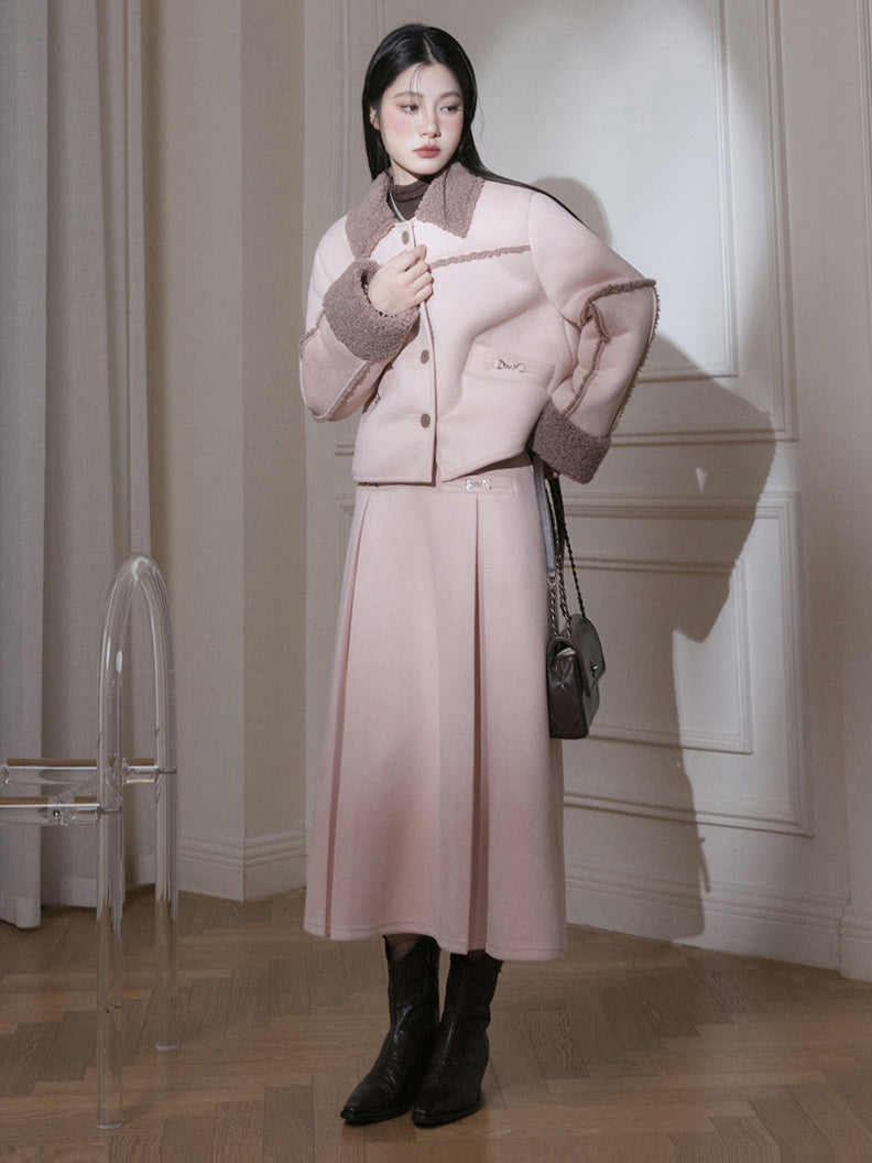 Suede Pattern BoA Jacket & Skirt