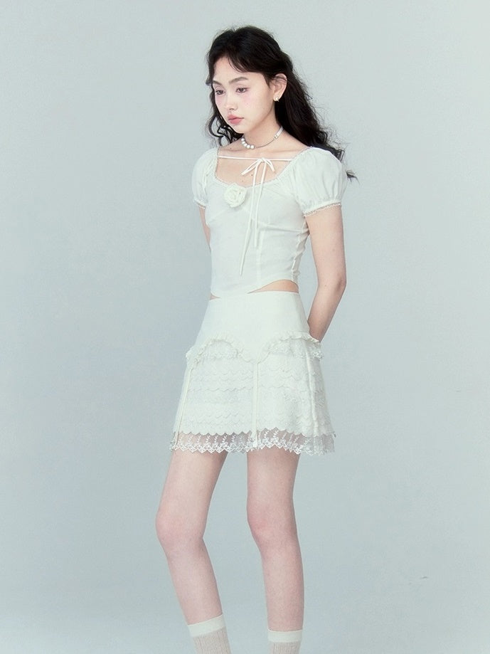 다층 레이스 스커트