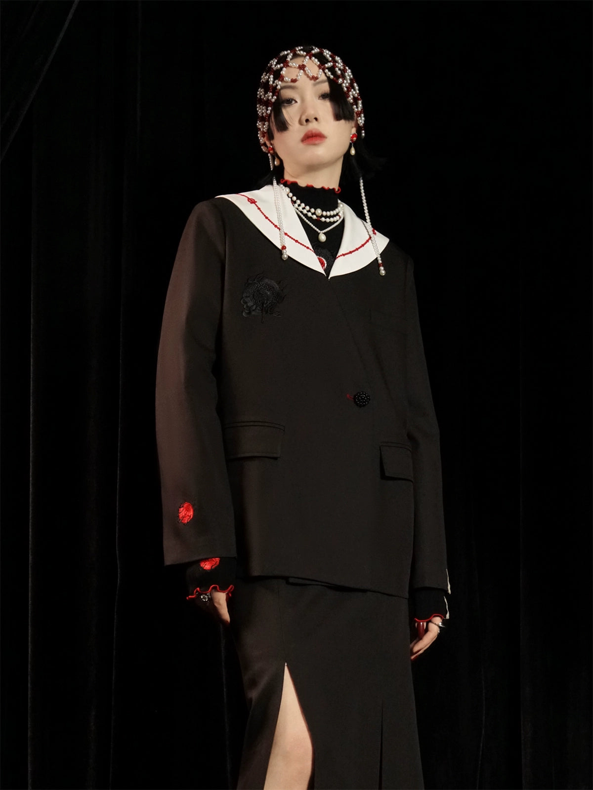 Oriental Embroidery Sailor Collar Jacket – ARCANA ARCHIVE