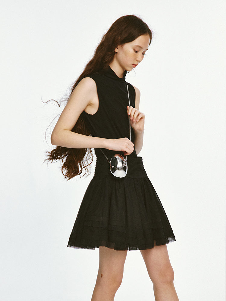 Fake Two-piece Mesh Sleeveless Dress