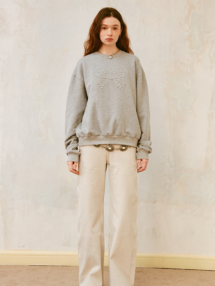 Emboss Ribbon Sweat & Short Skirt