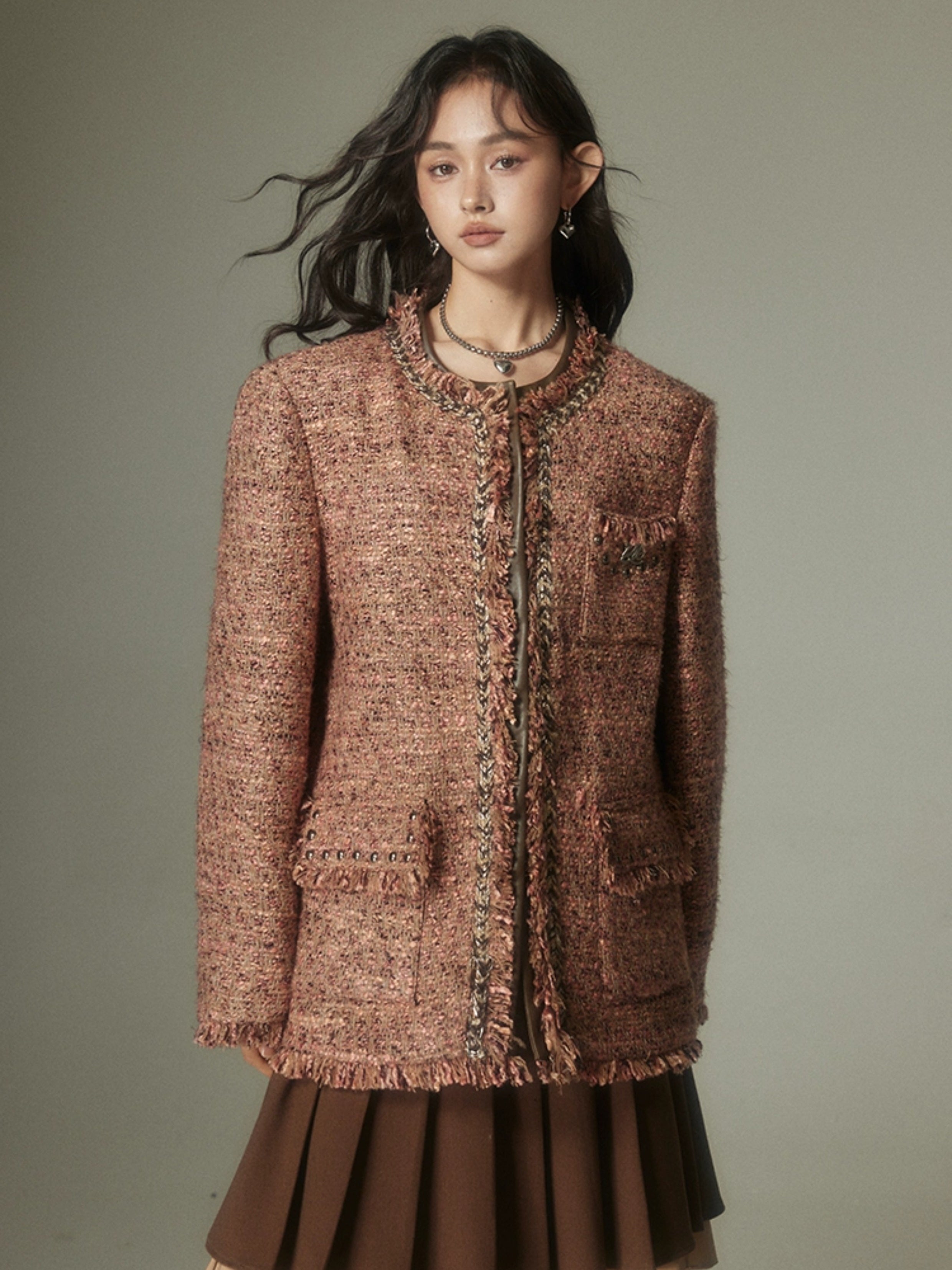 Fringe Edge Small Fragrant Round Neck Jacket