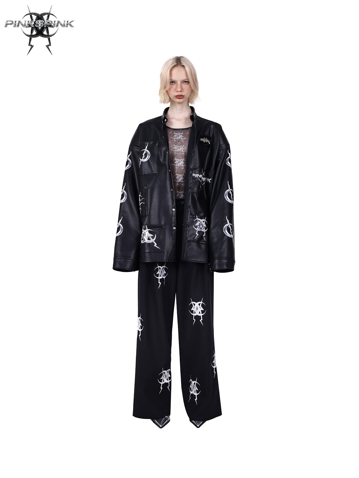 Multi -Taschen -Lederjacke