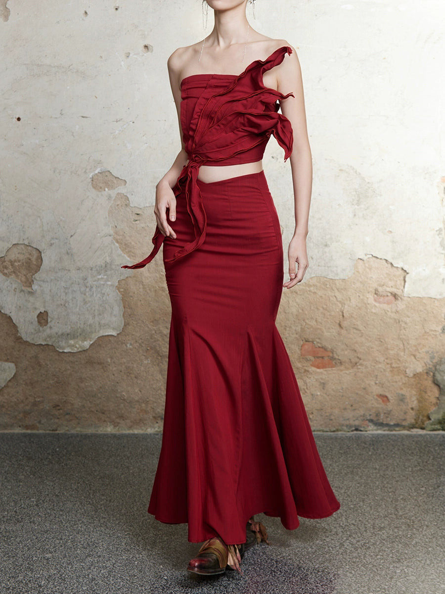 Eleganter Drape -Meerjungfrau -Longrock