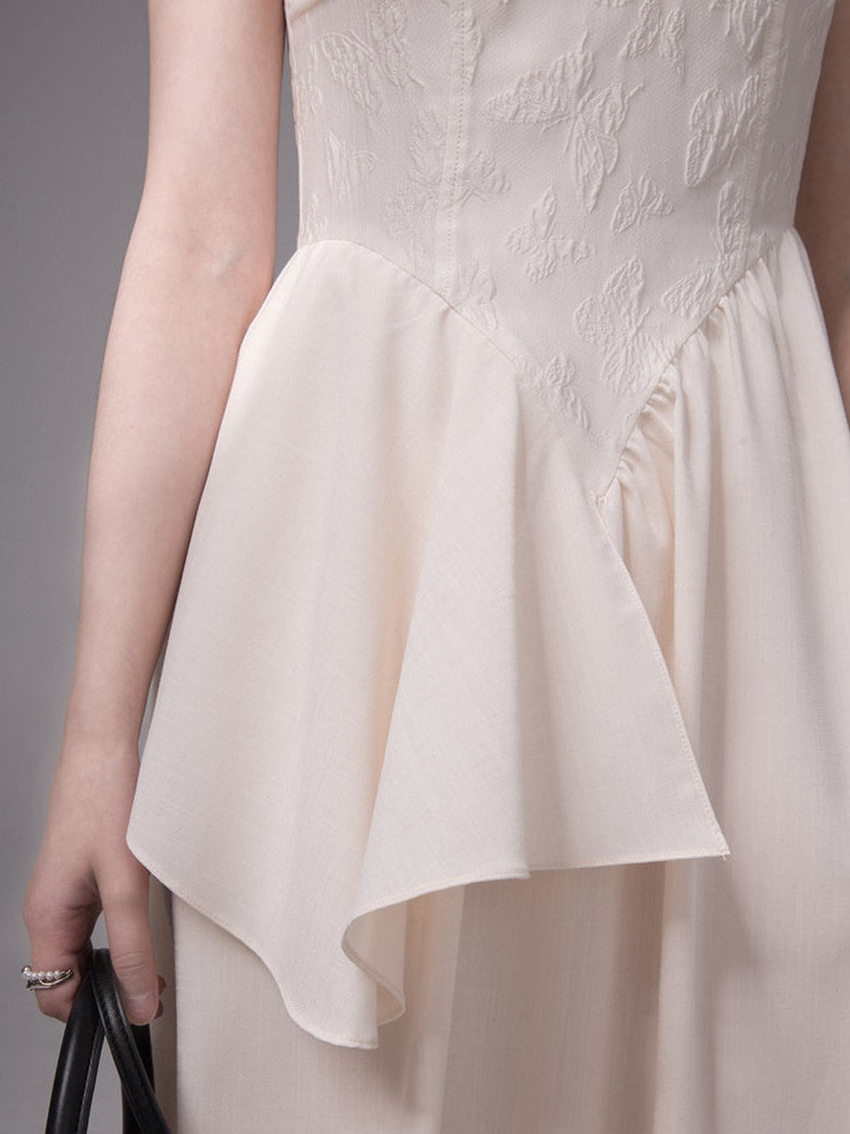 Pleated Jacquard Stitch One-Piece